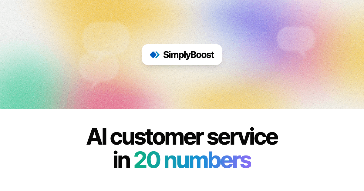 SimplyBoost blog cover: AI customer service in 20 numbers